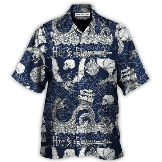Hawaiian Shirt / Adults / S Dragon With Skull Old Ship Sea Life - Hawaiian Shirt - Reefox