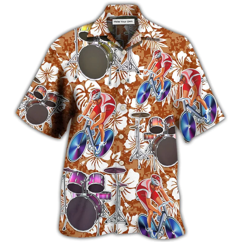 Hawaiian Shirt / Adults / S Drum I Like Cycling And Drums - Hawaiian Shirt - Reefox