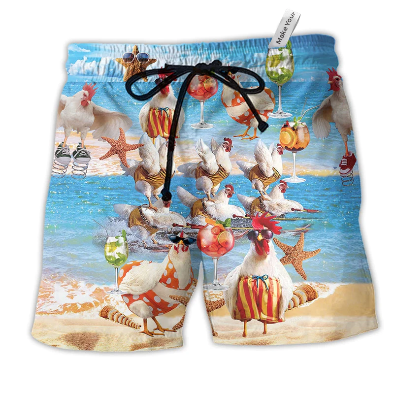 Beach Short / Adults / S Chicken On The Beach Farm - Beach Short Reefox - Owls Matrix LTD