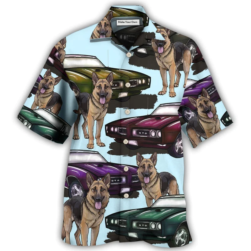 Hawaiian Shirt / Adults / S Car Muscle Car And Dog - Hawaiian Shirt - Reefox