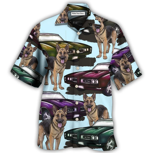 Hawaiian Shirt / Adults / S Car Muscle Car And Dog - Hawaiian Shirt - Reefox