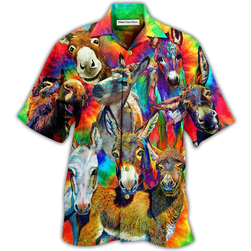Hawaiian Shirt / Adults / S Donkey Animals Love Color Always Smile - Hawaiian Shirt - Reefox