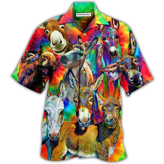 Hawaiian Shirt / Adults / S Donkey Animals Love Color Always Smile - Hawaiian Shirt - Reefox
