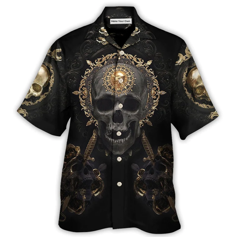 Hawaiian Shirt / Adults / S Skull Golden Skull True King Stay True Till Death - Hawaiian Shirt - Reefox