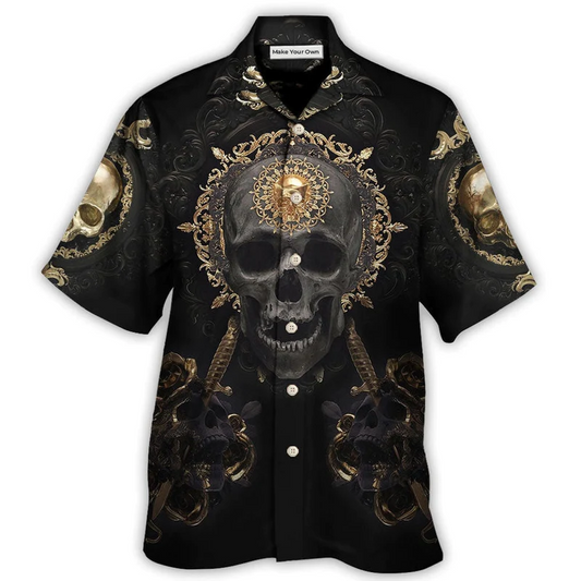 Hawaiian Shirt / Adults / S Skull Golden Skull True King Stay True Till Death - Hawaiian Shirt - Reefox