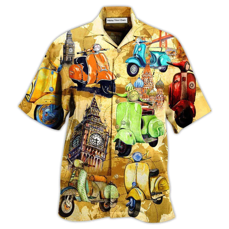 Hawaiian Shirt / Adults / S Scooter Life Is Short And The World Is Wide With Stunning Color - Hawaiian Shirt - Reefox