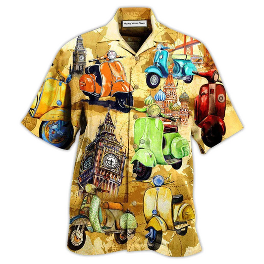 Hawaiian Shirt / Adults / S Scooter Life Is Short And The World Is Wide With Stunning Color - Hawaiian Shirt - Reefox