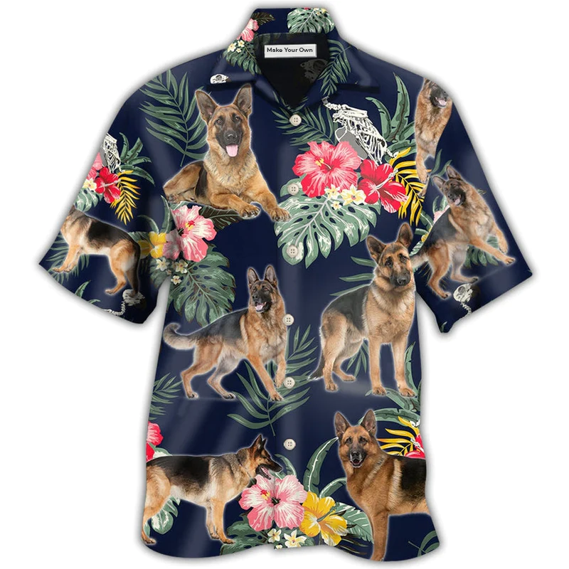 Hawaiian Shirt / Adults / S German Shepherd Tropical Floral Lover - Hawaiian Shirt - Reefox