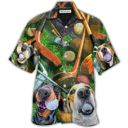 Hawaiian Shirt / Adults / S Golf Vintage Style Funny Dog - Hawaiian Shirt - Reefox