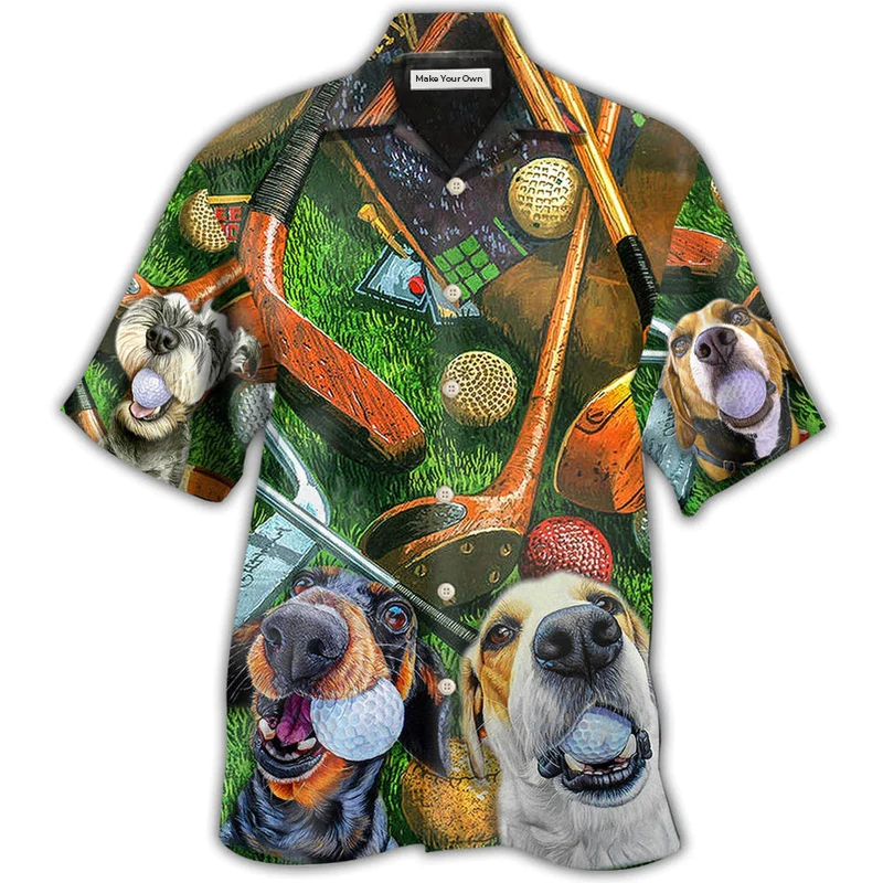 Hawaiian Shirt / Adults / S Golf Vintage Style Funny Dog - Hawaiian Shirt - Reefox