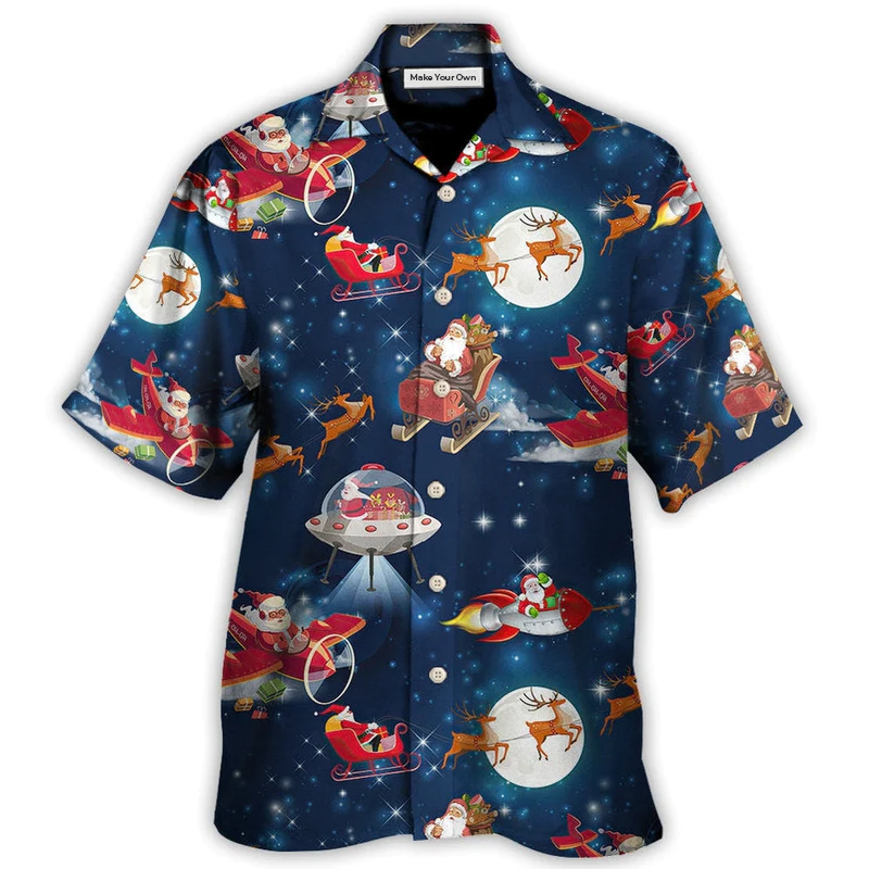 Hawaiian Shirt / Adults / S Christmas Astronaut Santa Claus - Hawaiian Shirt - Reefox