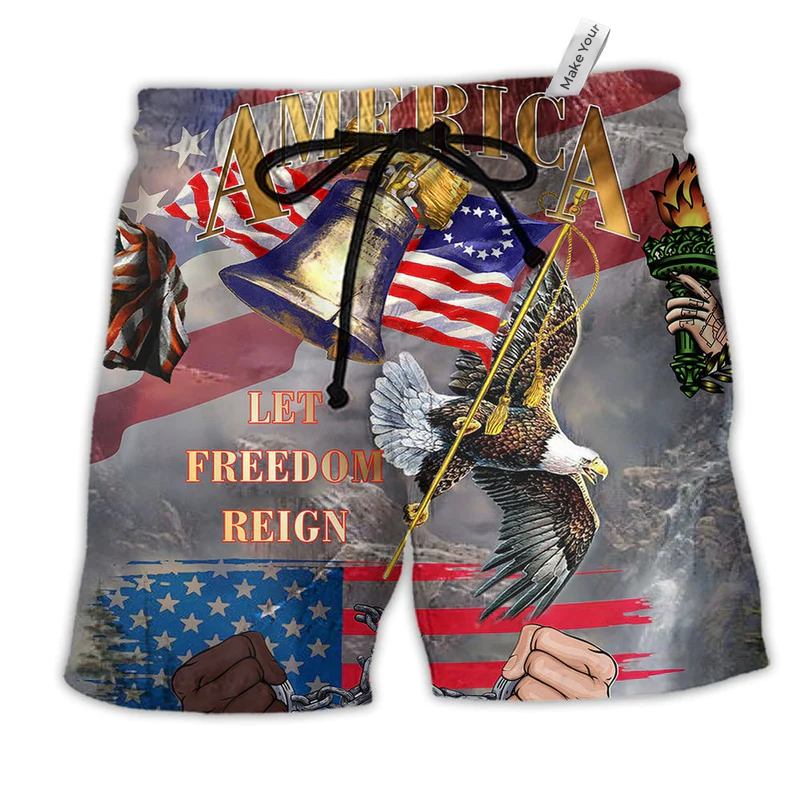 Beach Short / Adults / S America Let Freedom Reign - Beach Short Reefox - Owls Matrix LTD