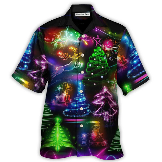 Hawaiian Shirt / Adults / S Christmas Neon Art Christmas Tree And Snowman Style - Hawaiian Shirt - Reefox