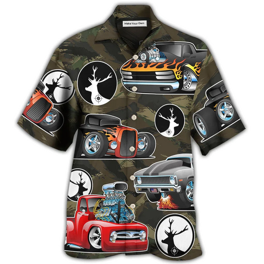 Hawaiian Shirt / Adults / S Hunting I Like Hot Rods And Hunting - Hawaiian Shirt - Reefox
