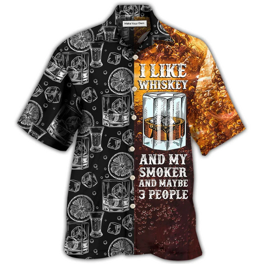 Hawaiian Shirt / Adults / S Wine Whiskey I Like Whiskey And My Smoker - Hawaiian Shirt - Reefox