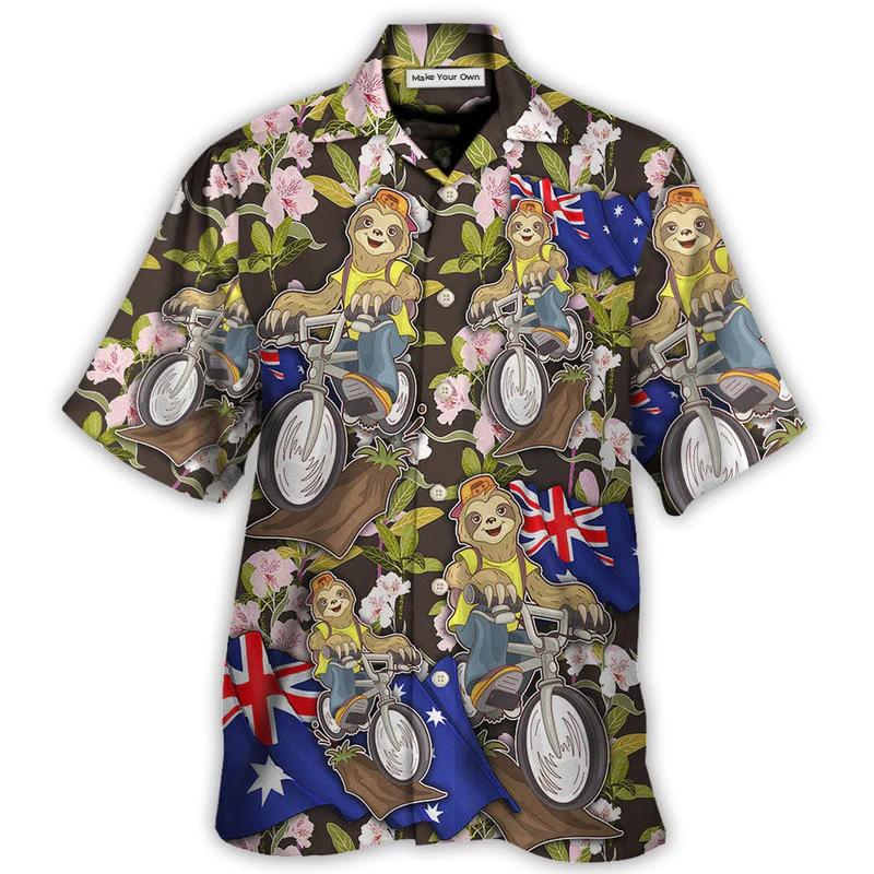 Solth Australia Sloth Ride Cycling Art - Hawaiian Shirt - Reefox