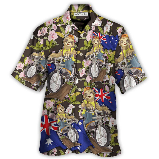 Solth Australia Sloth Ride Cycling Art - Hawaiian Shirt - Reefox
