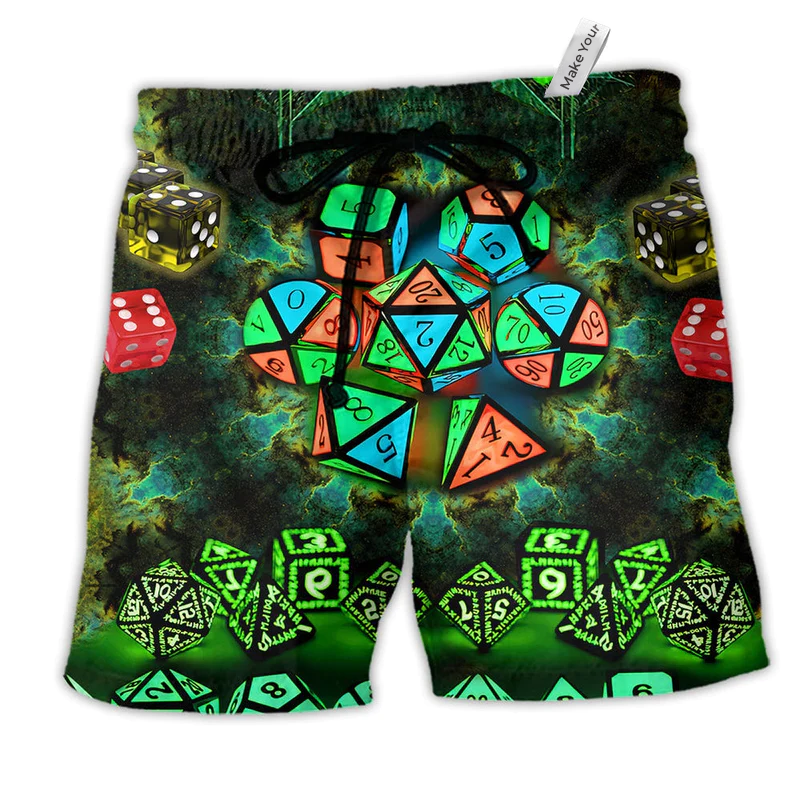 Beach Short / Adults / S D20 Glowing Kaleidoscope Dice - Beach Short Reefox - Owls Matrix LTD