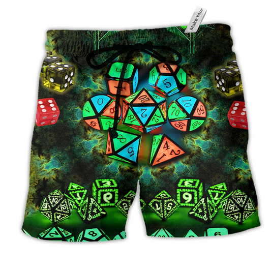 Beach Short / Adults / S D20 Glowing Kaleidoscope Dice - Beach Short Reefox - Owls Matrix LTD