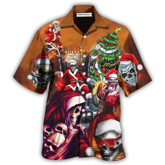 Hawaiian Shirt / Adults / S Skull Santa Claus Christmas Lovely - Hawaiian Shirt - Reefox