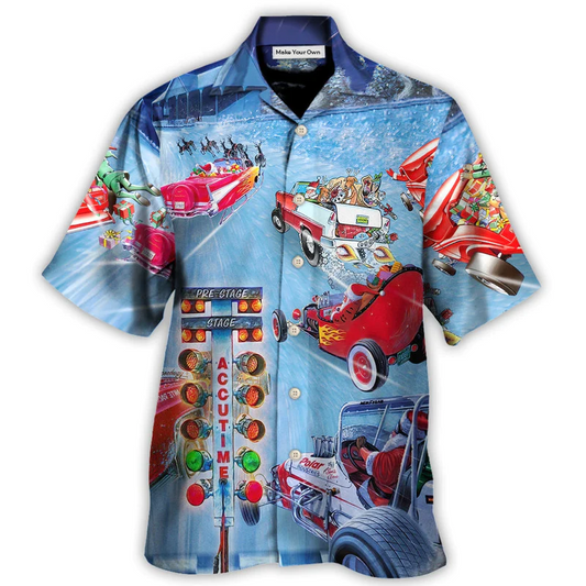 Hawaiian Shirt / Adults / S Christmas Santa Claus Start Drag Racing Light - Hawaiian Shirt - Reefox