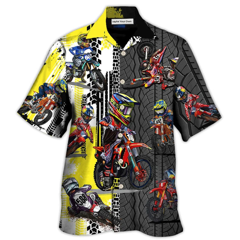 Hawaiian Shirt / Adults / S Motocross Racing Lover Motorcycle Art Style - Hawaiian Shirt - Reefox