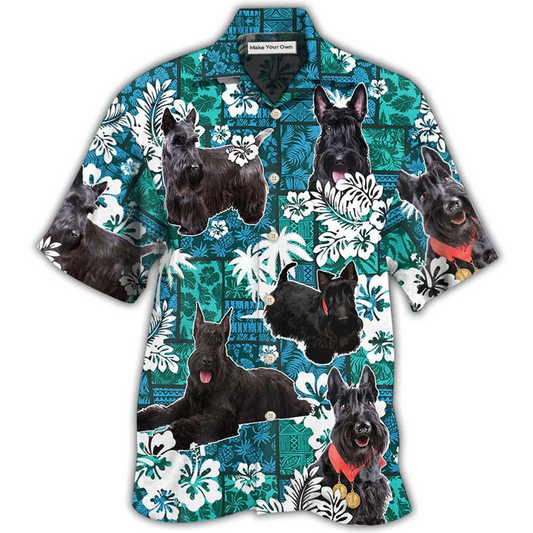 Hawaiian Shirt / Adults / S Scottish Terrier Dog Lovely Tribal Tropical Style - Hawaiian Shirt - Reefox