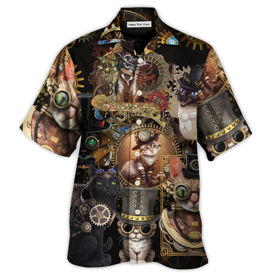 Hawaiian Shirt / Adults / S Cat Steampunk Art Keep Calm And Steampunk - Hawaiian Shirt - Reefox
