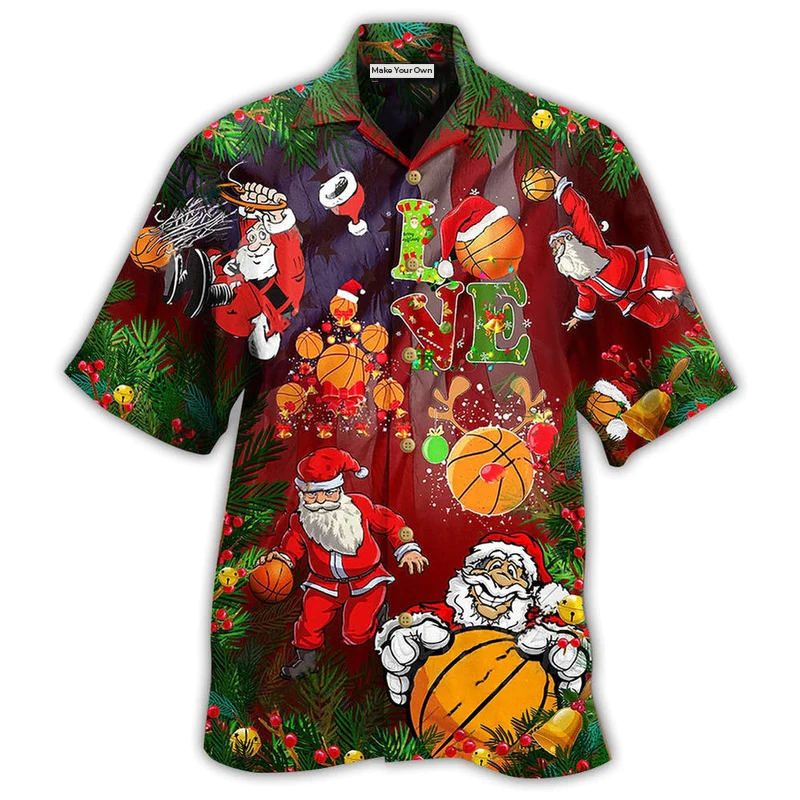 Hawaiian Shirt / Adults / S Basketball Santa Love Basketball - Hawaiian Shirt - Reefox