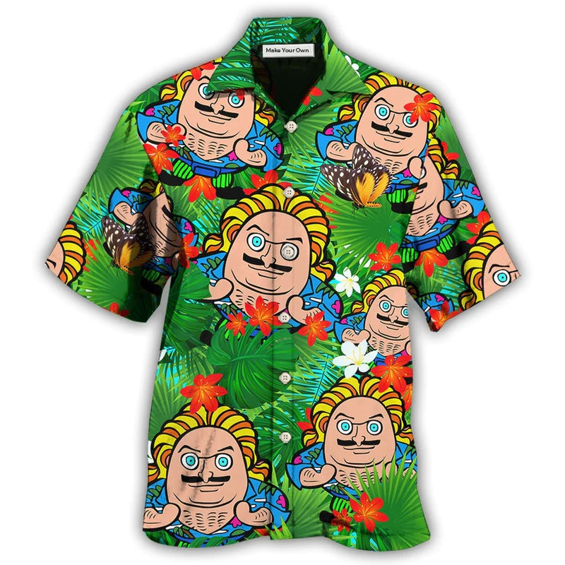 Hawaiian Shirt / Adults / S Comics-Figure And Blooming Tropical Flowers - Hawaiian Shirt - Reefox
