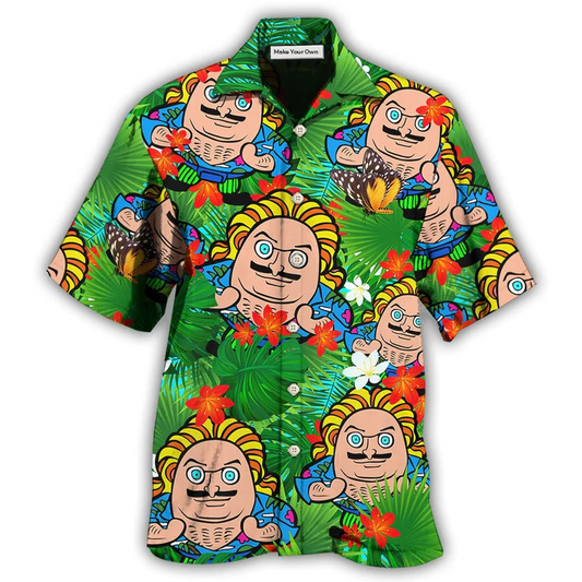 Hawaiian Shirt / Adults / S Comics-Figure And Blooming Tropical Flowers - Hawaiian Shirt - Reefox