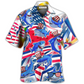 Hawaiian Shirt / Adults / S Shark Funny USA Flag Independence Day - Hawaiian Shirt - Reefox