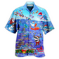 Hawaiian Shirt / Adults / S Shark Christmas Santa Shark Sits On Rockets And Brings Gifts To Ocean - Hawaiian Shirt - Reefox