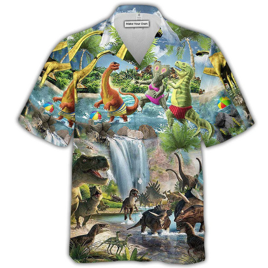 Hawaiian Shirt / Adults / S Dinosaur World Funny Summer - Hawaiian Shirt - Reefox