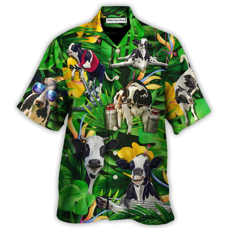 Cow Dancing And Play Funny Tropical Style - Hawaiian Shirt - Reefox