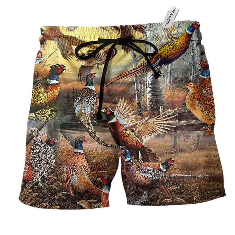 Beach Short / Adults / S Pheasant Its Time For Pheasant Hunting - Beach Short Reefox - Owls Matrix LTD