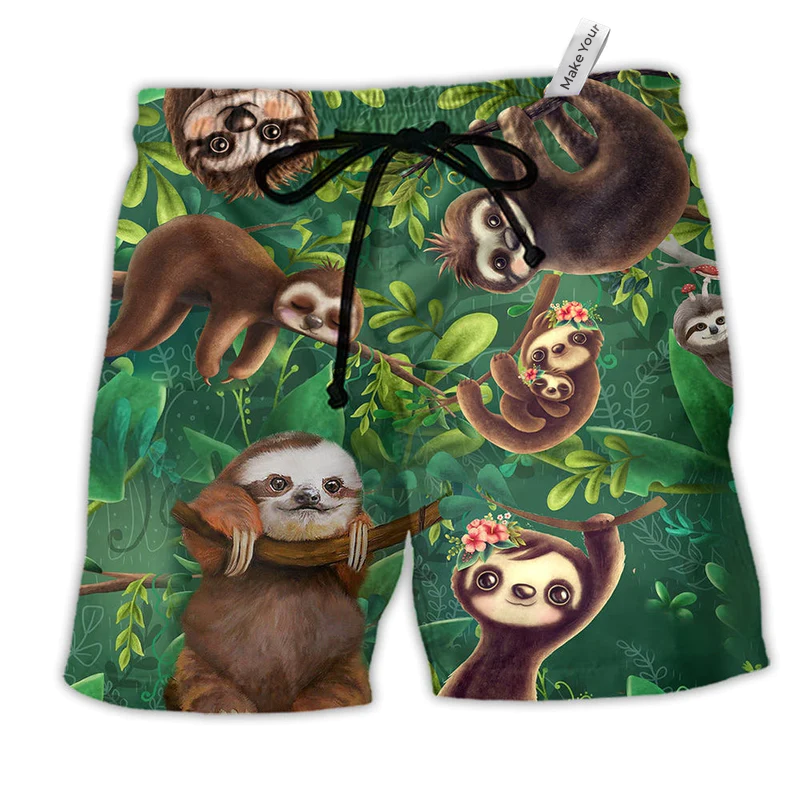 Beach Short / Adults / S Sloth Lovely Cute Animals - Beach Short Reefox - Owls Matrix LTD