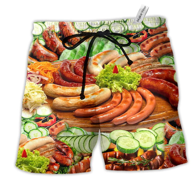 Beach Short / Adults / S Food Life Is Better With Hot Dog Cucumber - Beach Short Reefox - Owls Matrix LTD