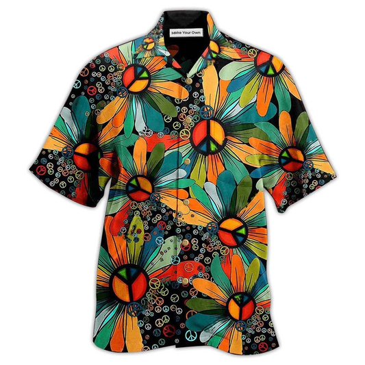 Hawaiian Shirt / Adults / S Hippie Peace Floral Style - Hawaiian Shirt - Reefox