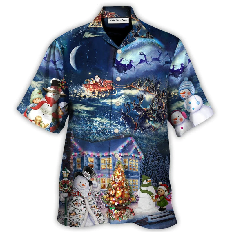 Hawaiian Shirt / Adults / S Christmas Santa Claus Family In Love Light Art Style - Hawaiian Shirt - Reefox