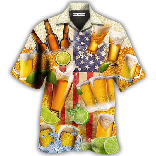 Hawaiian Shirt / Adults / S Beer Independence Day America - Hawaiian Shirt - Reefox