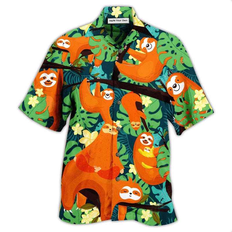 Hawaiian Shirt / Adults / S Sloth Don't Worry Don't Hurry - Hawaiian Shirt - Reefox