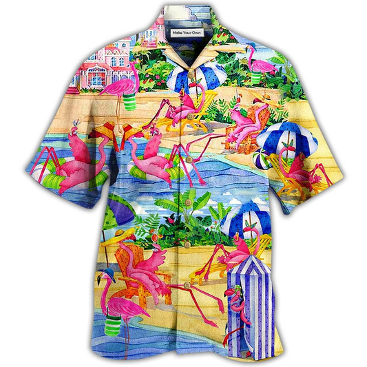Hawaiian Shirt / Adults / S Flamingo Love Beach - Hawaiian Shirt - Reefox