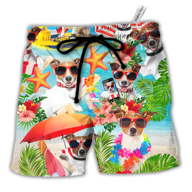 Jack Russell Terrier Dog Love Beach - Beach Short Hawaiian Print