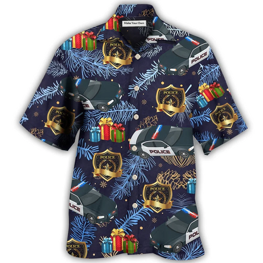 Hawaiian Shirt / Adults / S Christmas Police Pattern Merry Christmas - Hawaiian Shirt - Reefox