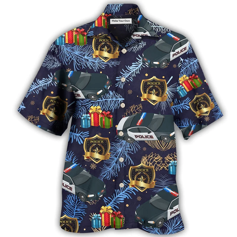 Hawaiian Shirt / Adults / S Christmas Police Pattern Merry Christmas - Hawaiian Shirt - Reefox