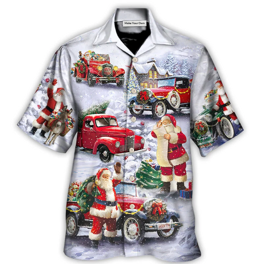 Hawaiian Shirt / Adults / S Christmas Santa Claus Funny Red Truck Gift For Xmas Painting Style - Hawaiian Shirt - Reefox