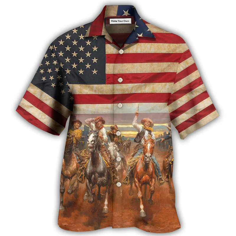 Hawaiian Shirt / Adults / S Cowboy Happy On Independence Day - Hawaiian Shirt - Reefox