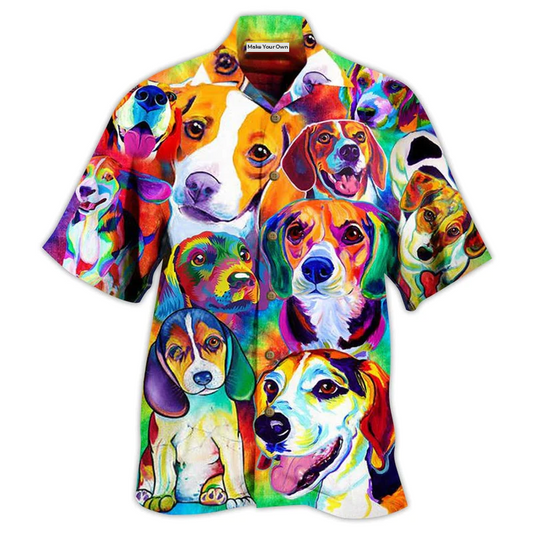 Hawaiian Shirt / Adults / S Beagle Dogs Painting Beautiful - Hawaiian Shirt - Reefox