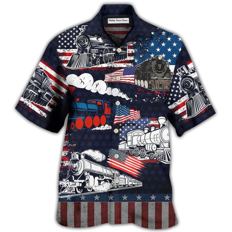 Hawaiian Shirt / Adults / S Train Independence Day - Hawaiian Shirt - Reefox